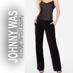 Johnny Was 4 Love and Liberty Black Velveteen Wide Leg Pants New with Tags